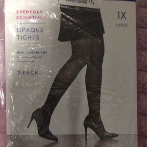 2-pack Size 1X Apt. 9 Everyday Essentials Black Opaque Tights